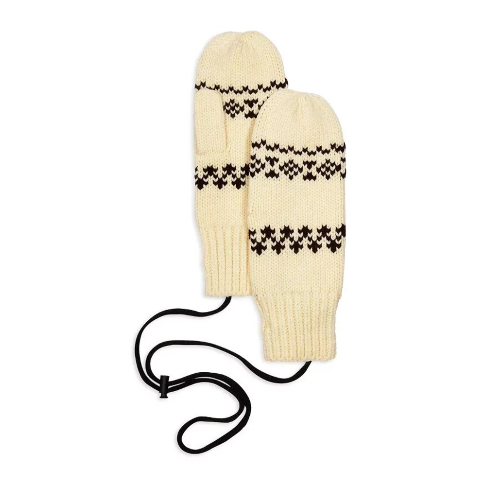 rag & bone BROOKE WOOL Mittens with Neck cord IVORY FAIR ISLE One Size NEW $150
